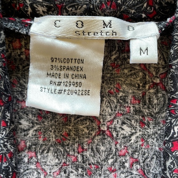 Como Gray & Red Paisley Sleeveless Wrap Top Side Zip Stretch Cotton Size Large - Picture 5 of 8